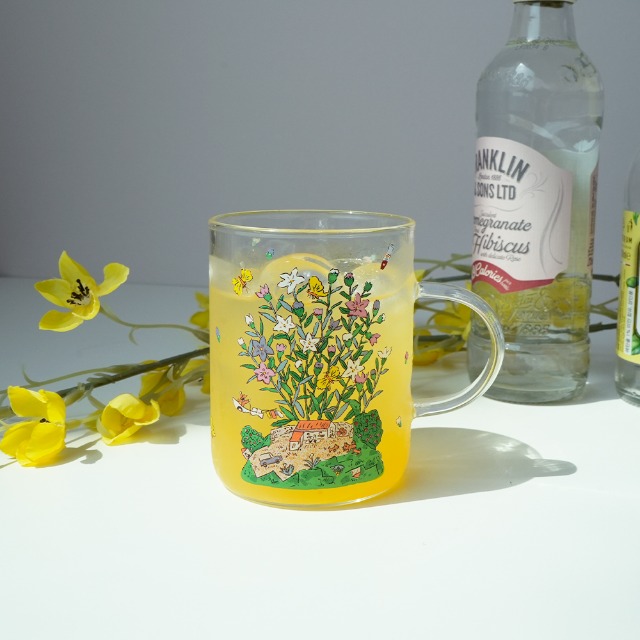 ガラスカップ『済州生活の中道（キキョウの花）』by Lee WalChong