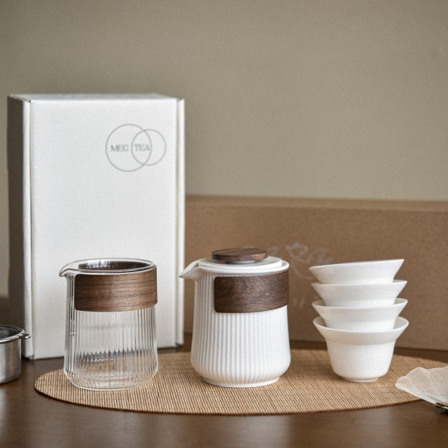 シンプルホワイト茶道具セット&amp;MEG TEA フルリーフティーコレクション