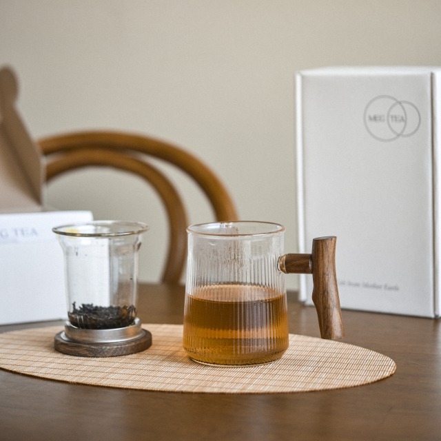 クルミの木 耐熱ガラス 茶こしセット&amp;MEG TEA フルリーフティーコレクション